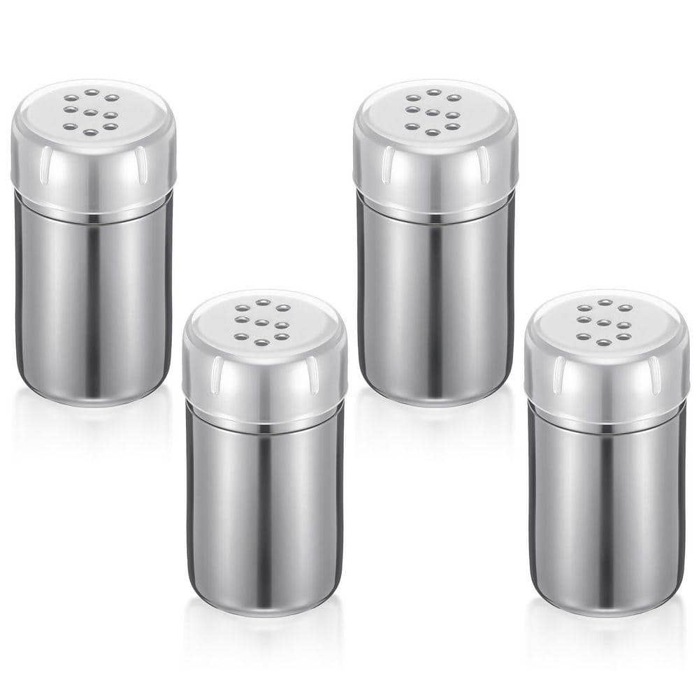 salt＆pepper shakers LAIFUCAM 4-Pack Stainless Steel Silver Leak-Proof Mini Salt and