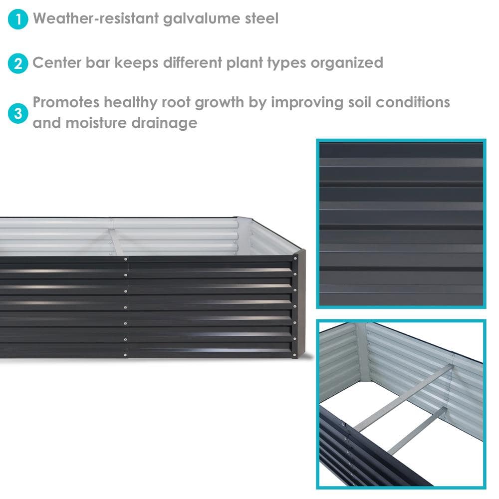Large Dark Gray Galvalume Steel Raised Garden Bed for Outdoor Yard