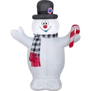 3.5 ft. Small Frosty Snowman with Scarf and Candy Cane