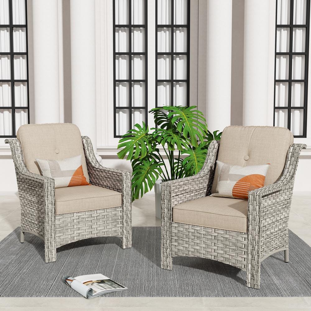 Toject Eureka Gray Modern Wicker Outdoor Lounge Chair Seating Set with ...