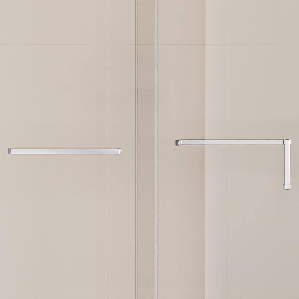60" x 76" Frameless Matte Black Sliding Shower Door with Clear Tempered Glass