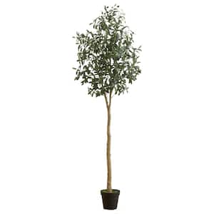 84 in. Green Artificial Olive Tree in Nursery Pot