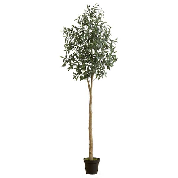 Nearly Natural 84 in. Green Artificial Olive Tree in Nursery Pot