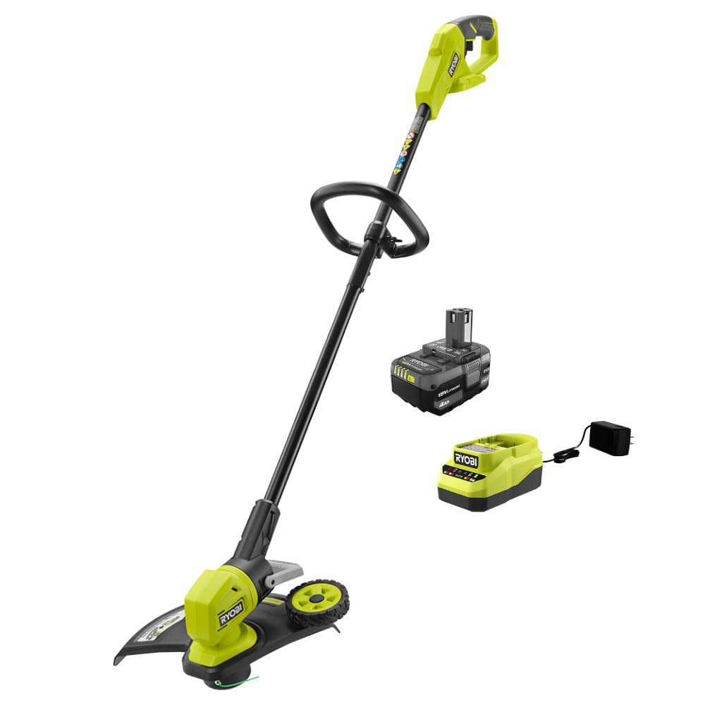 RYOBI ONE+ 18V 13 in. Cordless Battery String Trimmer/Edger with 4.0 Ah Battery and Charger