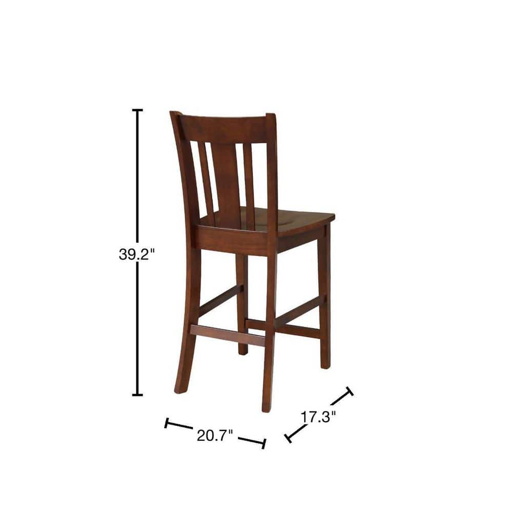 San Remo 24" Espresso Solid Wood Counter-Height Stool