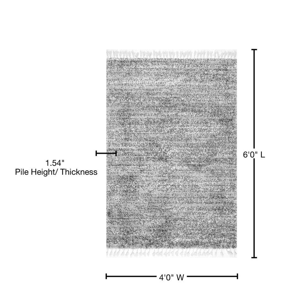 Contemporary Gray 4' x 6' Braided Shag Area Rug