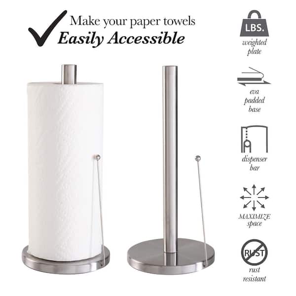 Alpine Standing Paper Towel Holder, Tension Arm, Stainless Steel, For  Kitchen Countertop & Bathroom (2-Pack) 