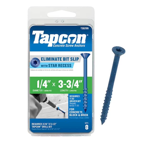 1/4 in. x 3-3/4 in. Star Flat-Head Concrete Anchors (8-Pack)
