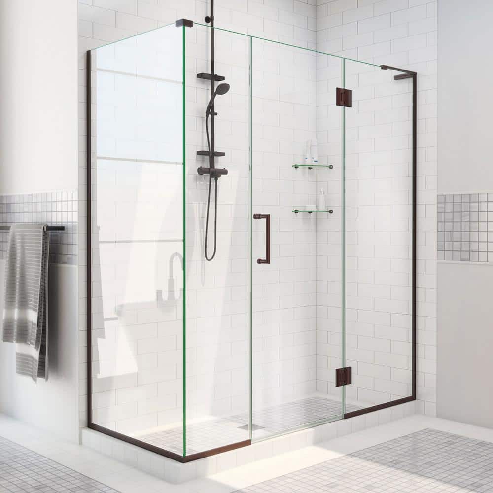 Unidoor-X 63.5 in. W x 34-3/8 in. D x 72 in. H Frameless Hinged Shower Enclosure in Oil Rubbed Bronze price history on PriceWatchPro