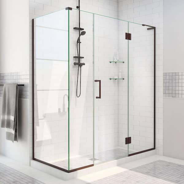 DreamLine Unidoor-X 64 in. W x 34-3/8 in. D x 72 in. H Frameless Hinged Shower Enclosure in Oil Rubbed Bronze