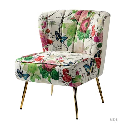 Amata Ivory Tufted Gold Legs Side Chair