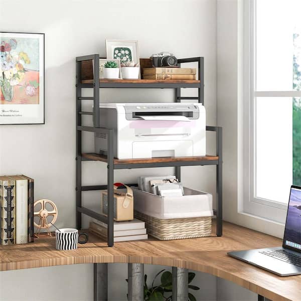 Rustic Brown 3-Shelf Metal 20.5 in. W Baker's Rack Microwave Stand Rack Organizer