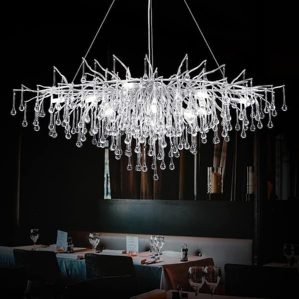 Reviews for YUYI Modern Chandelier 47 in.13-Lights Silver Luxury ...