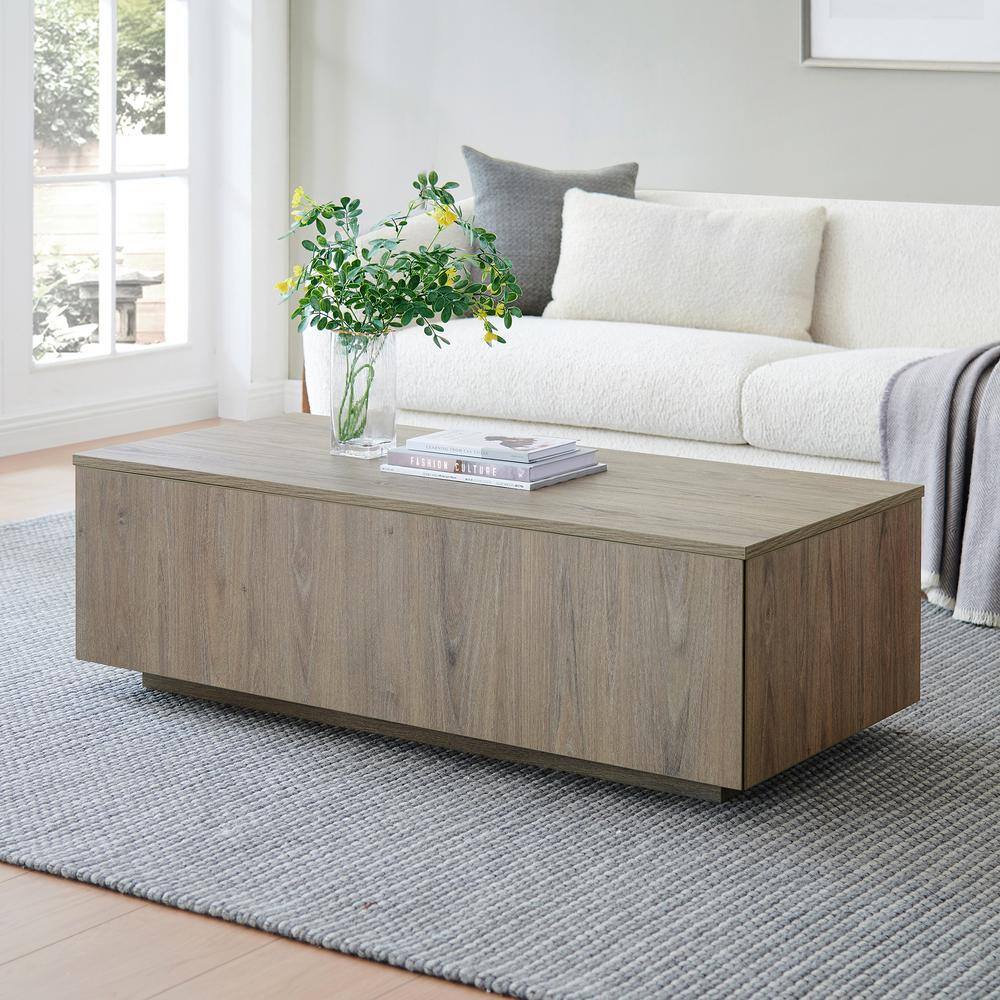 Antiqued Gray Oak Rectangular Wood Coffee Table, 48"