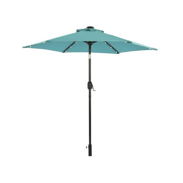 Unbranded 7.5 ft. Market Patio Umbrella with LED Light in Lake Blue