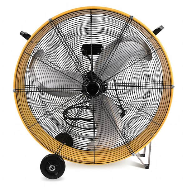 30 in. 3-Speeds Drum Fan in Yellow with Powerful 1/3HP Motor, for Commercial or Industrial, Low Noise