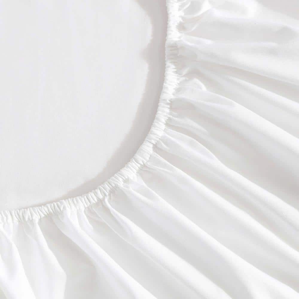 Twin Blue Cotton Percale Embroidered Sheet Set