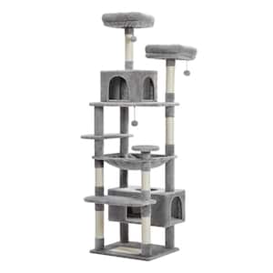 Large Cat Tree, 72 in. Cat Tower for Large Cats, Cat Condo with Sisal-Covered Scratching Posts in Gray