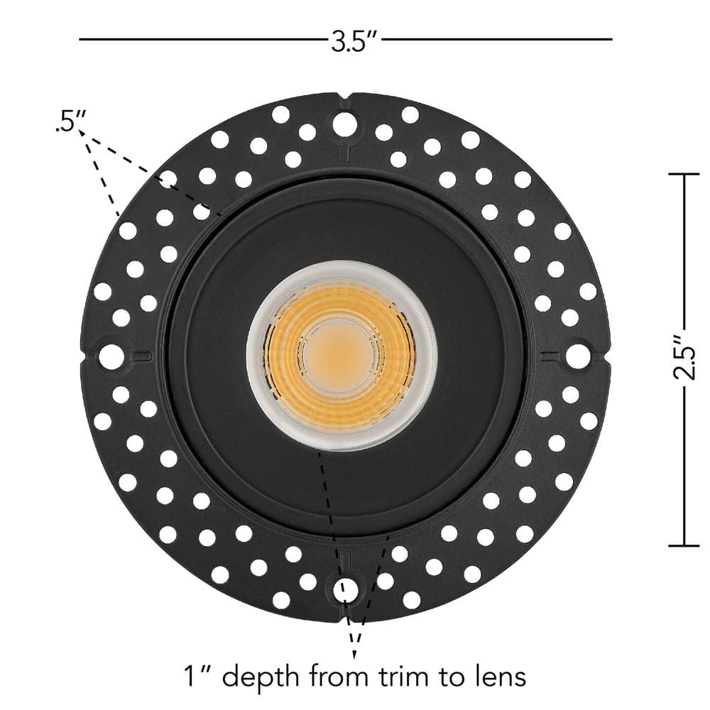 2-Inch Black Aluminum Trimless Recessed LED Downlight