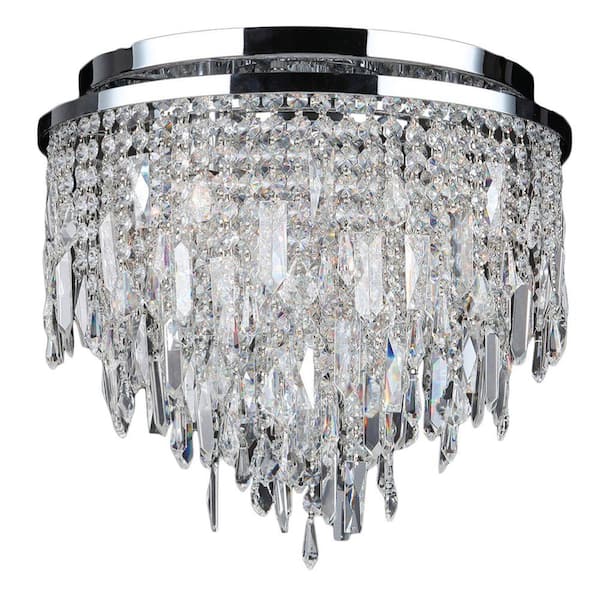 Worldwide Lighting Tempest Collection 5-Light Chrome and Crystal Ceiling Light