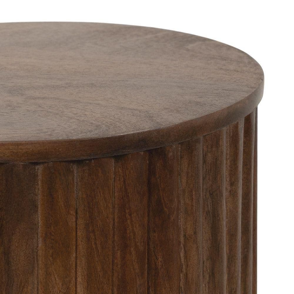 Reid 10.00 in. Walnut Brown Round Solid Wood End Table - thumbnail 5