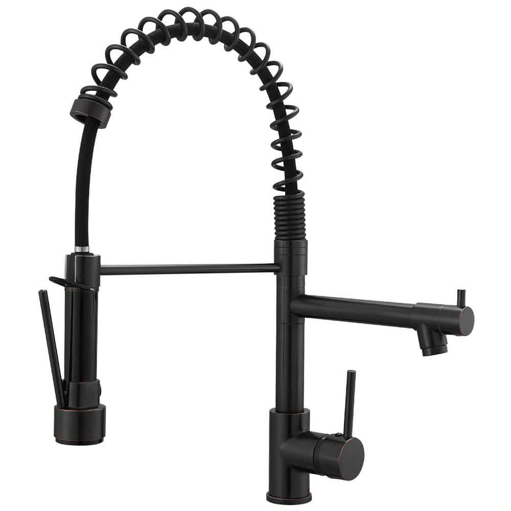 Flynama Single Handle Brass Pull Down Sprayer Kitchen Faucet With   Black Pull Down Kitchen Faucets Xy 191 33orb 64 1000 