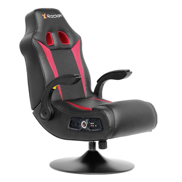 X Rocker Vibe 2 1 Black Red Bluetooth Pedestal Gaming Chair 5125401 The Home Depot