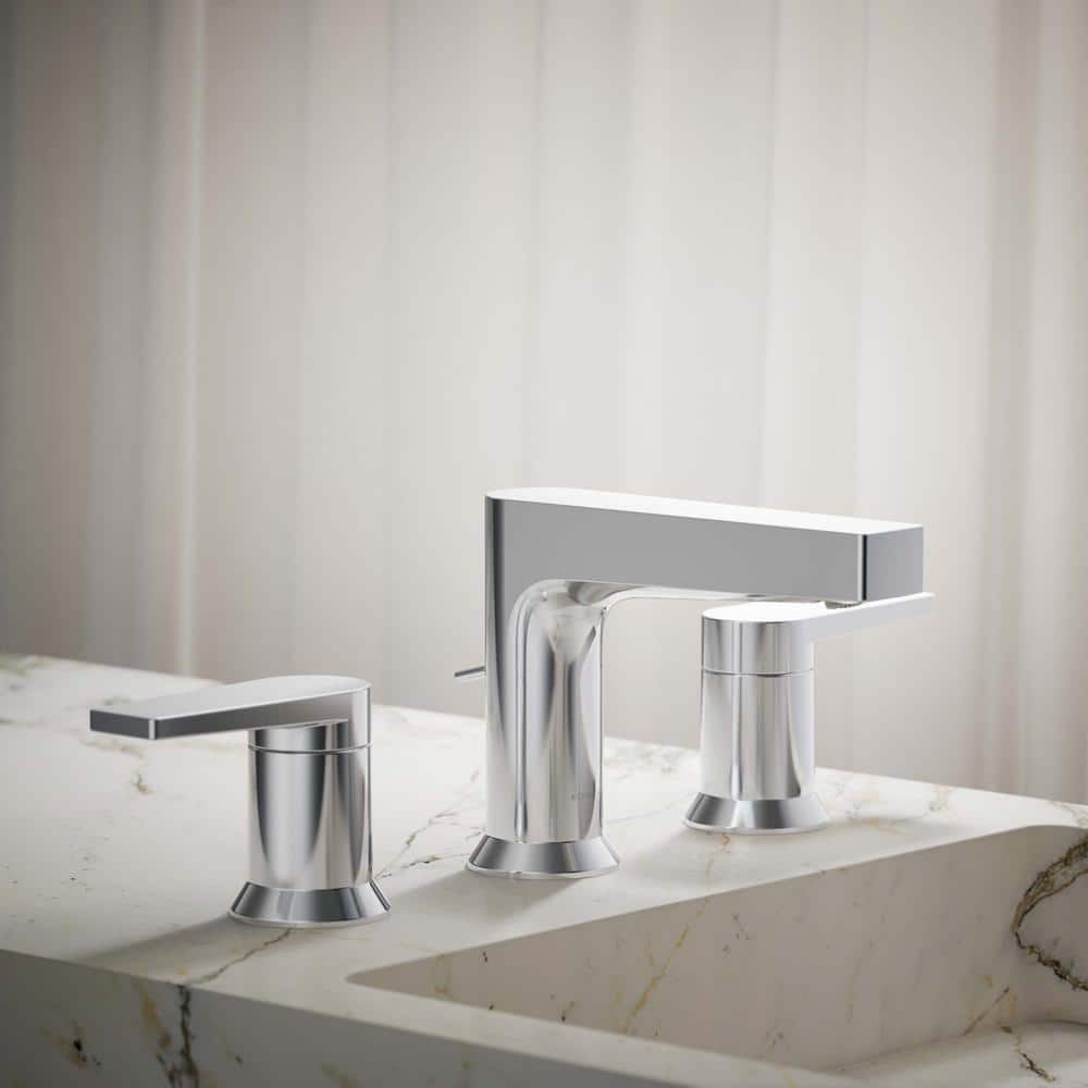 Taut Polished Chrome 2-Handle Low-Arc Bathroom Faucet