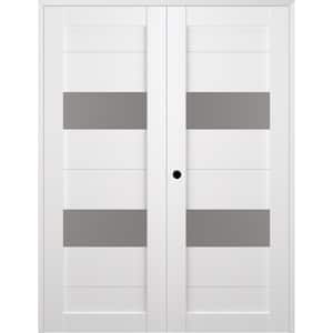 Berta 56 in. x 83,25 in. Right Hand Active 2-Lite Frosted Glass Bianco Noble Wood Composite Double Prehung Interior Door