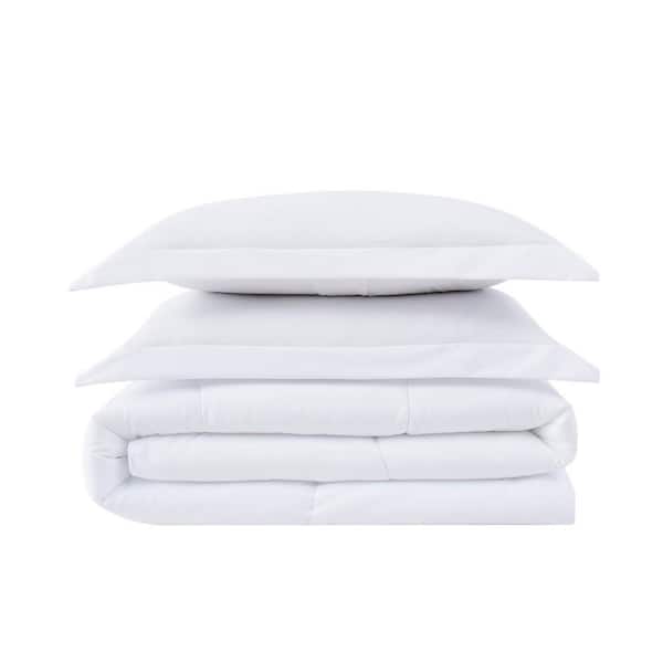TRULY CALM Everyday Antimicrobial 3-Piece White Microfiber Full/Queen Down Alternative Comforter Set