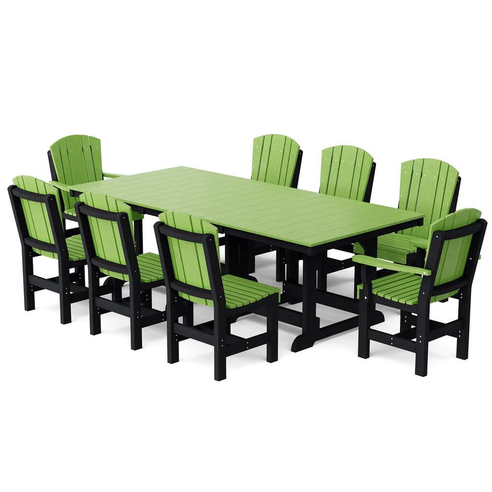 Heritage 9-Piece Lime Green and Black HDPE Plastic Outdoor Patio Dining Set price history on PriceWatchPro