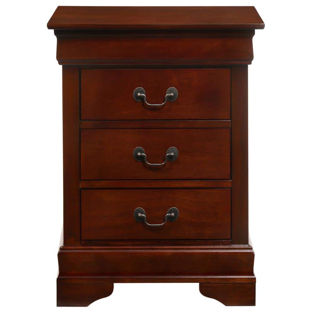 Cherry Wood Louis Philippe 2-Drawer Nightstand