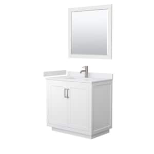 Miranda 36 in. W Single Bath Vanity in White with Cultured Marble Vanity Top in White with White Basin and Mirror