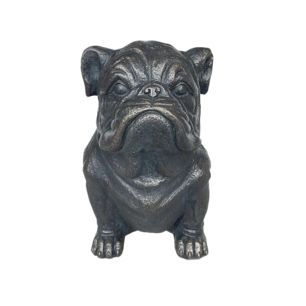 16 in. Black Polyresin Dog Outdoor Garden Stake Statue