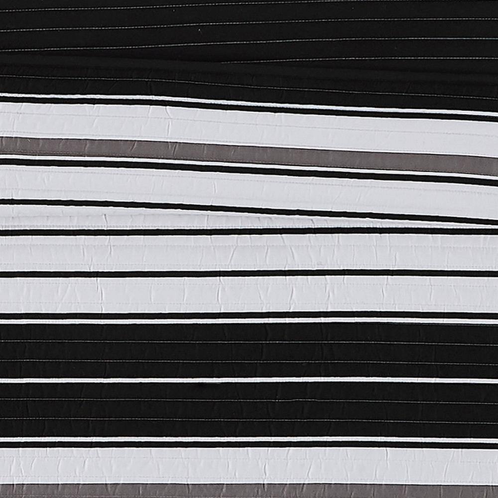 Black and White Striped Twin Microfiber Quilt Set