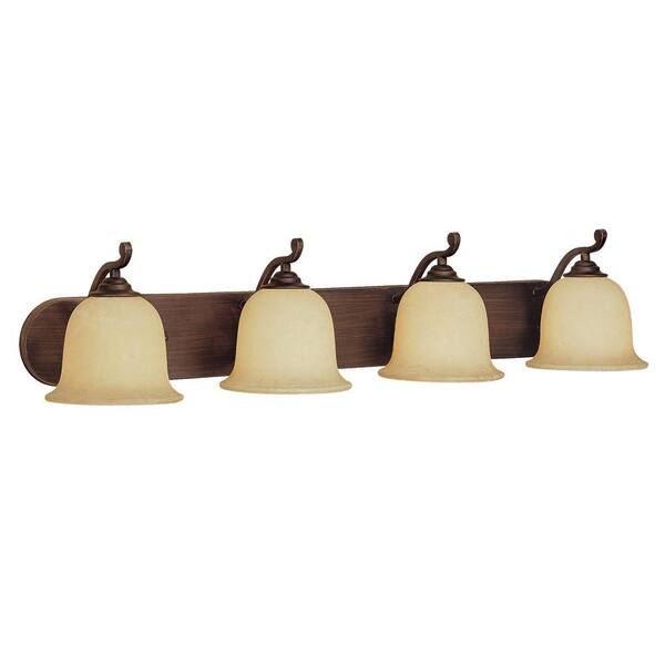 Millennium Lighting 4-Light Rubbed Bronze Vanity Light with Turinian Scavo Glass