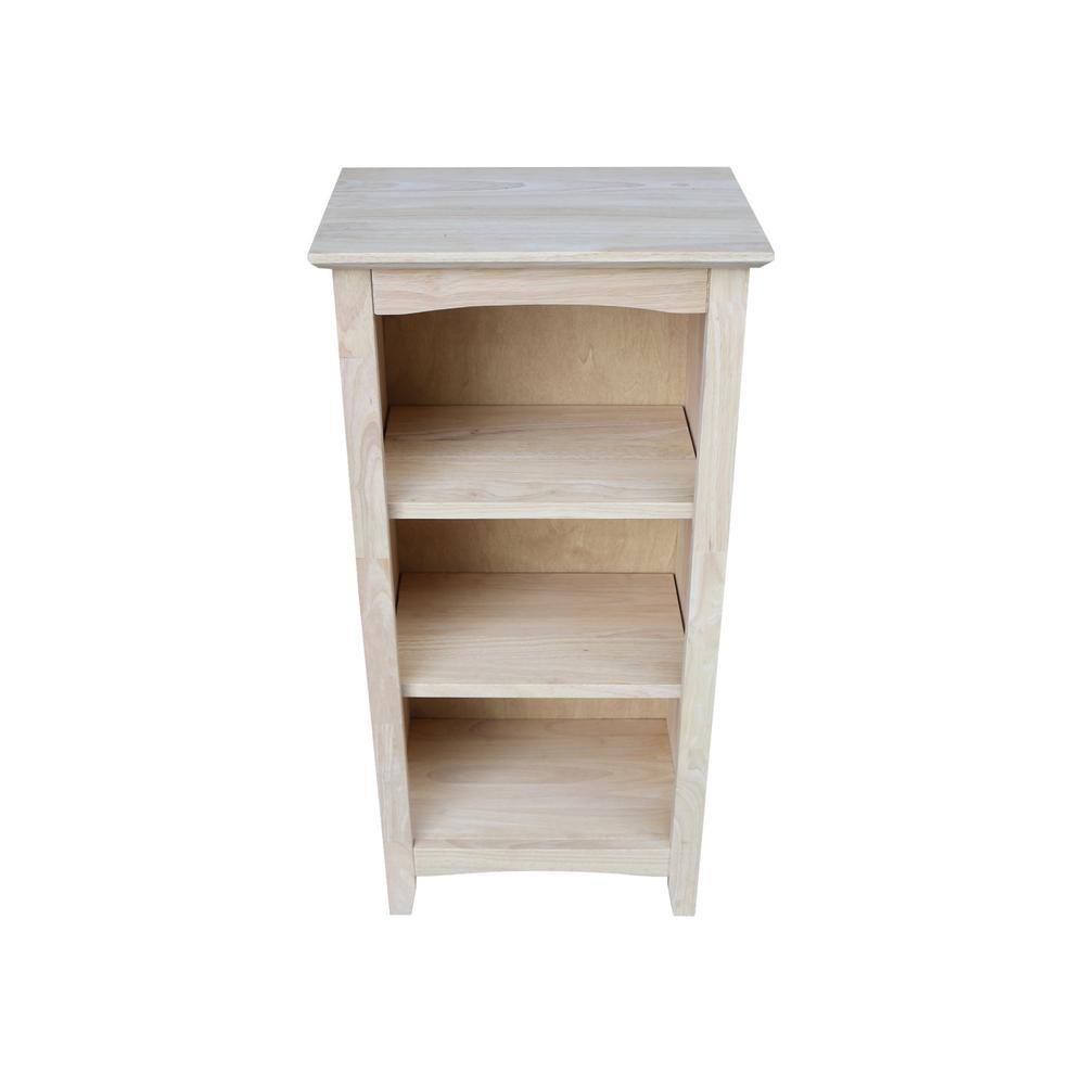 Adjustable Unfinished Solid Wood Shaker Bookcase, 36-Inch Tall