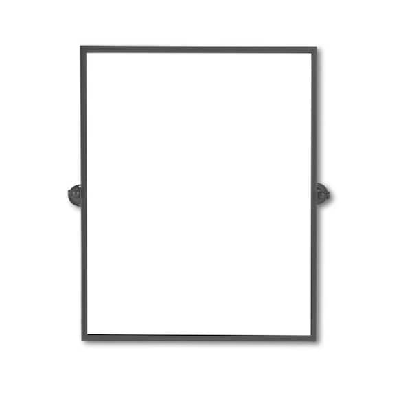 Unbranded Black 26 in. W x 38 in. H Metal Right-Angled Rectangular Mirror Wall-Mounted for Living Room