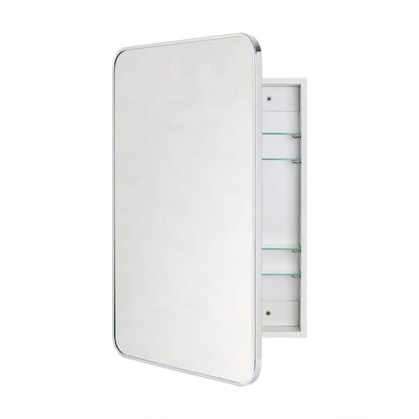 Garnes 20 in. W x 30 in. H Rectangular Recessed or Surface Mount Metal Framed Medicine Cabinet with Mirror in chrome