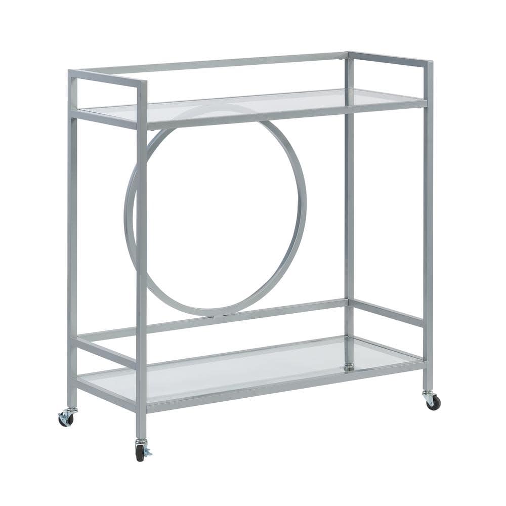 Sauder International Lux Bar Cart with Glass Silver