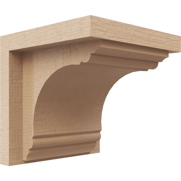 Ekena Millwork 4 in. x 4 in. x 4 in. Series 1 Wide Warren Rough Cedar Woodgrain Timberthane Polyurethane Corbel, Primed Tan