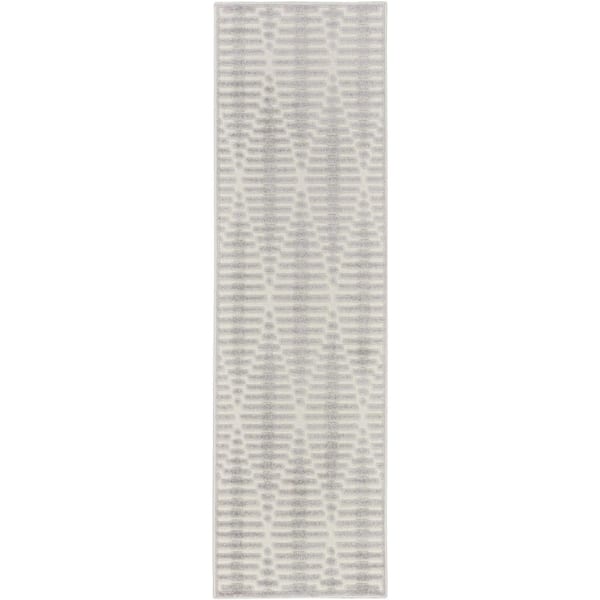 Nourison Casual Light Grey 2 ft. x 6 ft. Diamond Contemporary Runner Area Rug