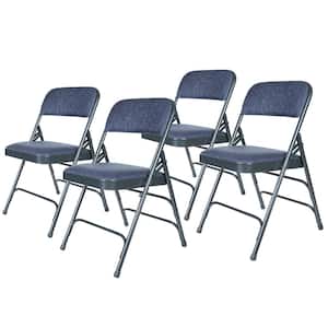Bernadine Fabric Triple Brace Folding Dining Chair, Blue (Pack of 4)