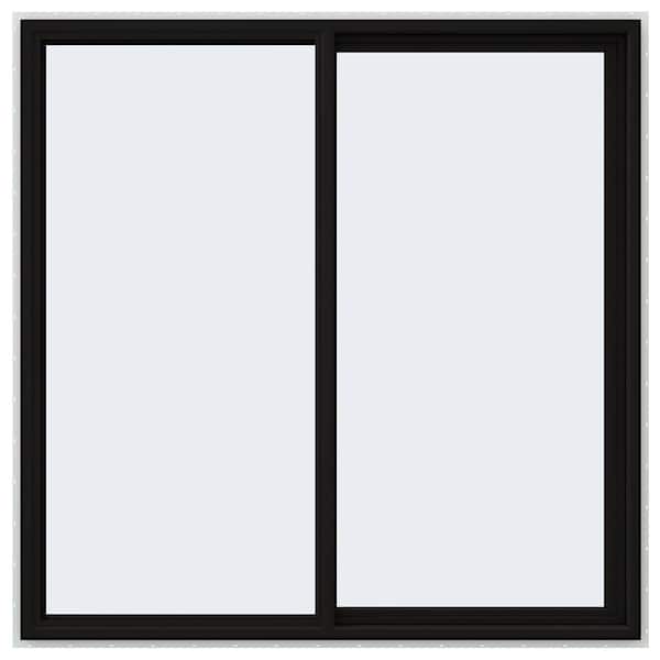 JELD-WEN 60 in. x 60 in. V-4500 Series Black Exterior/White Interior FiniShield Vinyl Right-Handed Sliding Window w/ Mesh Screen