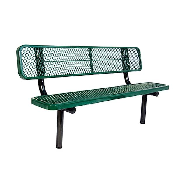 Unbranded In-Ground 8 ft. Green Diamond Commercial Park Bench with Back