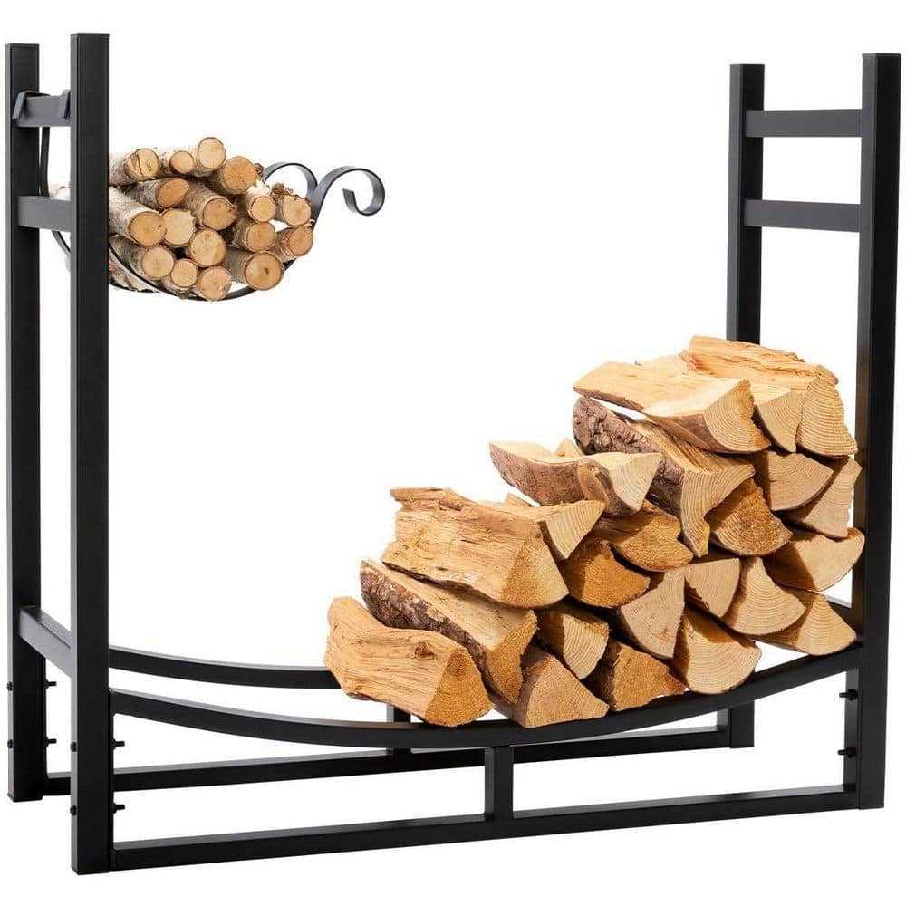 Indoor/Outdoor Tall Firewood Holder with Storage Rack