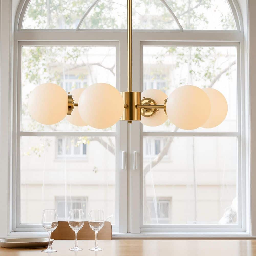 照明　FYC06PCLD1 Merra 6-Light Brushed Brass Sputnik Style Pendant Design