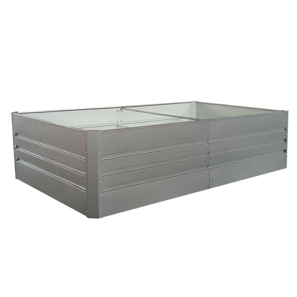 8 x 4 x 2 ft. Gray Rust-Proof Metal Rectangular Outdoor Garden Bed Planter 