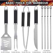 BBQ Grill Tools Set with Meat Thermometer and Injector - Extra Thick Stainless Steel Fork, Spatula& Tongs (24-Piece)