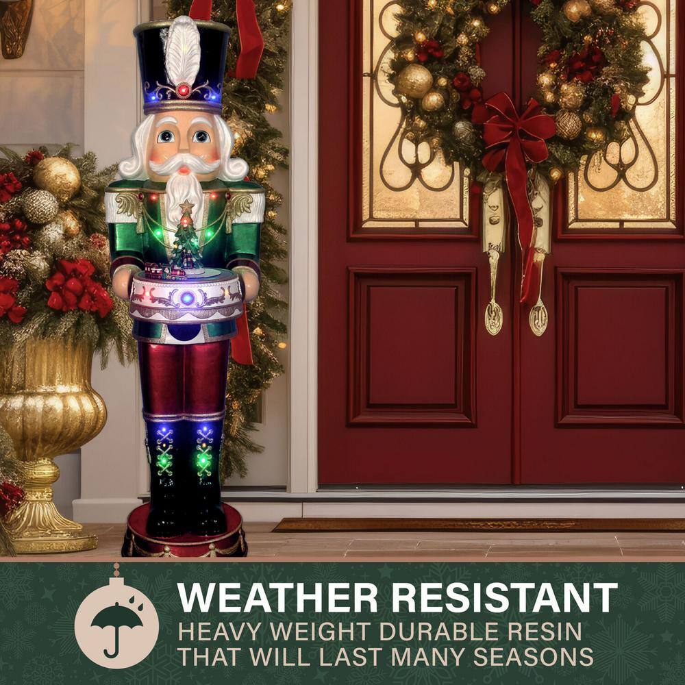 4.8-Ft Green and Red Resin Nutcracker with LED Lights and Music